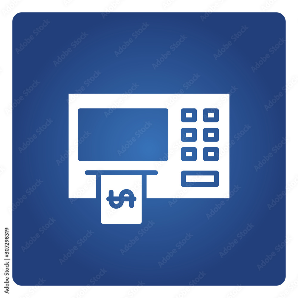ATM, automated teller machine in blue background ATM, automated teller machine in blue background