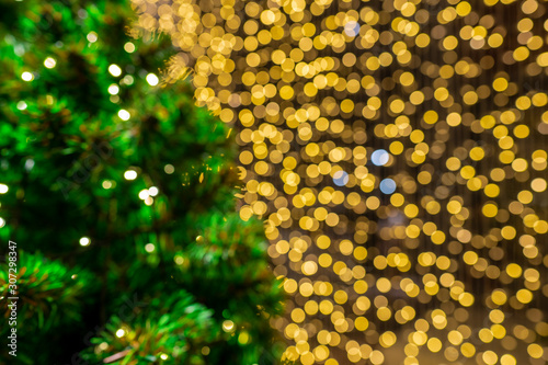 green and yellow bright bokeh use as background for Christmas and new year background design