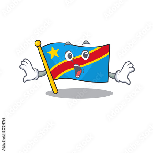 Surprised flag democratic republic face gesture on cartoon style