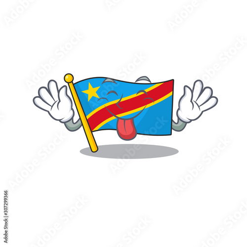 Super cute flag democratic republic cartoon design with Tongue out