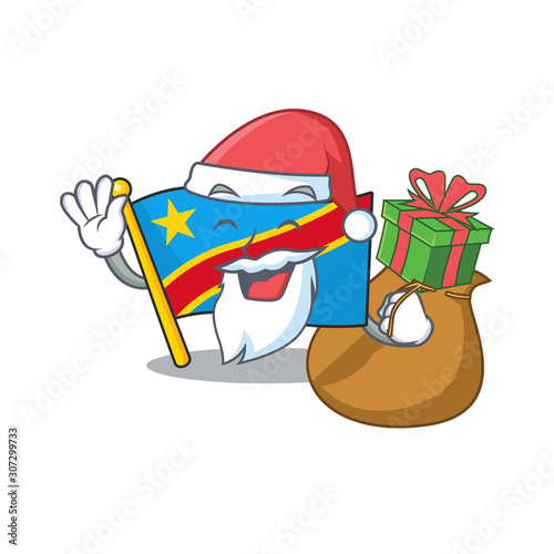 Santa with gift flag democratic republic Cartoon character design