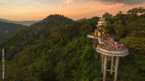 Khao Rang viewpoint tower landmark in Phuket town it is on Tung Ka hill in Phuket town. .on Khao Rang viewpoint can see around Phuket island and watching sunrise and sunset photo