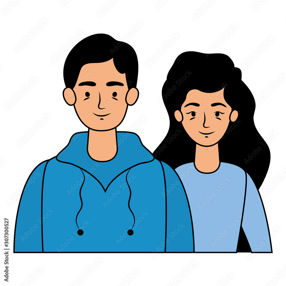 Obraz premium young lovers couple avatars characters