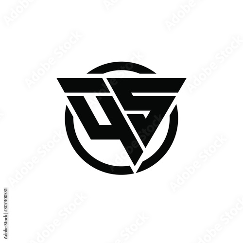 4S S4 Triangle Logo Circle Monogram Design Vector Super Hero Concept photo