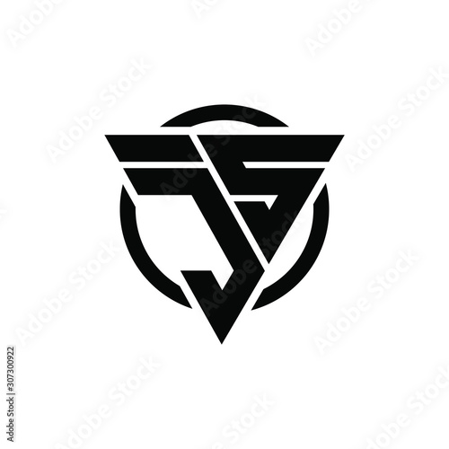 JS SJ Triangle Logo Circle Monogram Design Vector Super Hero Concept