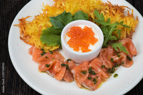 Plate with potato pancakes ...