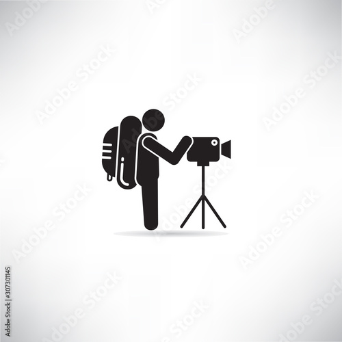 traveler, backpacker take photo vector