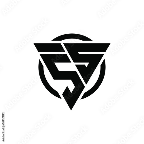 SS Triangle Logo Circle Monogram Design Vector Super Hero Concept  photo