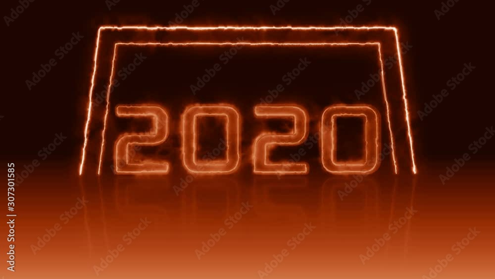 new year neon burning lights 2020 4K new year neon burning lights 2020 4K