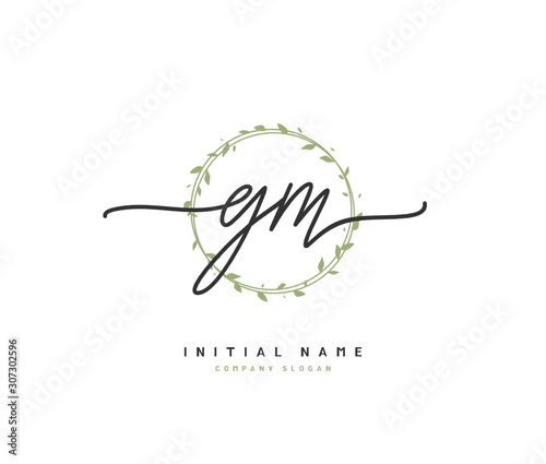 G M GM Beauty vector initial logo, handwriting logo of initial signature, wedding, fashion, jewerly, boutique, floral and botanical with creative template for any company or business.
