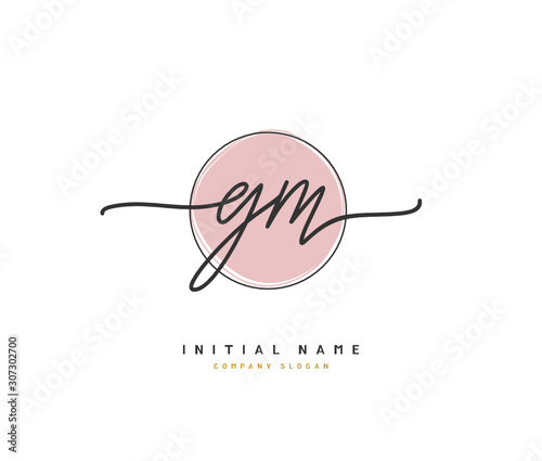 G M GM Beauty vector initial logo, handwriting logo of initial signature, wedding, fashion, jewerly, boutique, floral and botanical with creative template for any company or business.