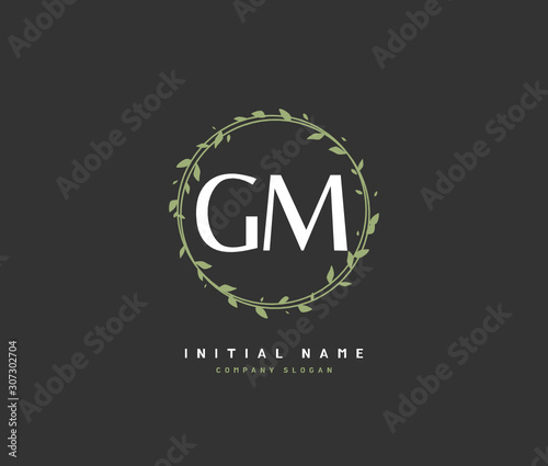 G M GM Beauty vector initial logo, handwriting logo of initial signature, wedding, fashion, jewerly, boutique, floral and botanical with creative template for any company or business.