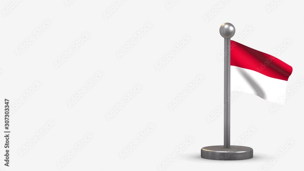 Monaco 3D waving flag animation on tiny flagpole. Monaco 3D waving flag animation on tiny flagpole.