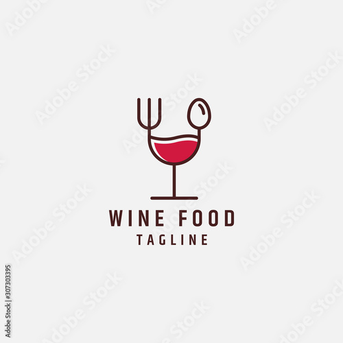 wine food  logo template - vector