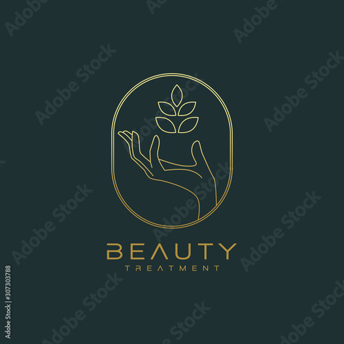 Botanical Hand Logo Design Vector
