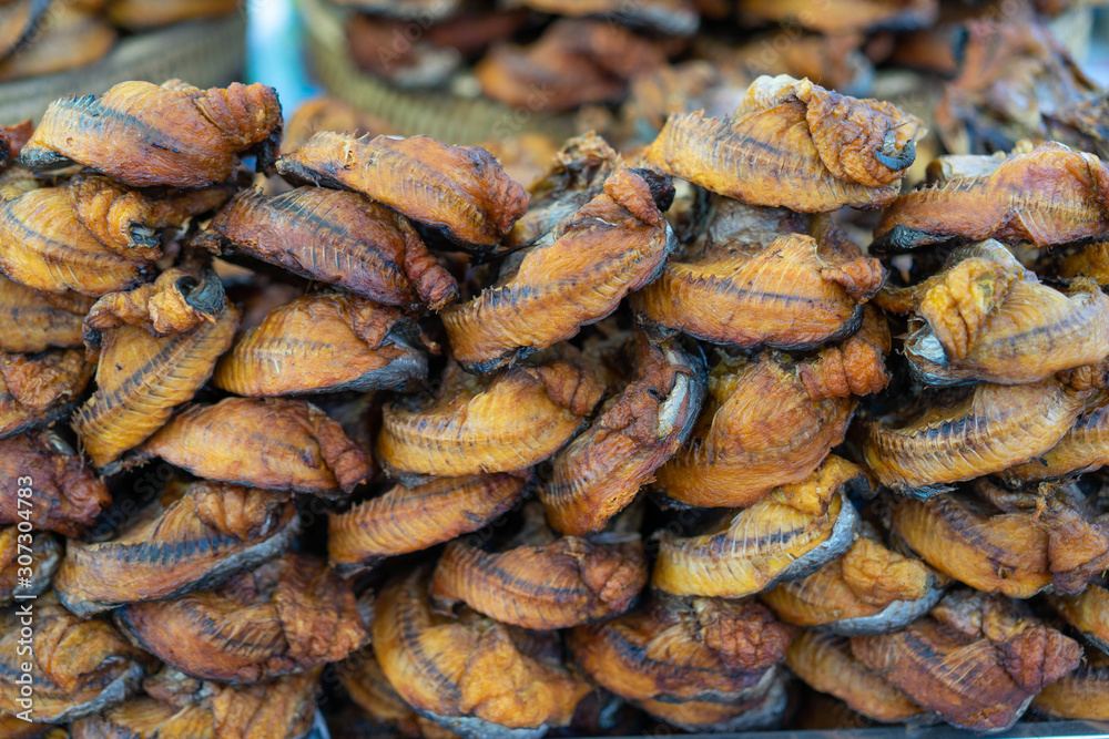 Deep striped snakehead fish In the market Deep striped snakehead fish In the market