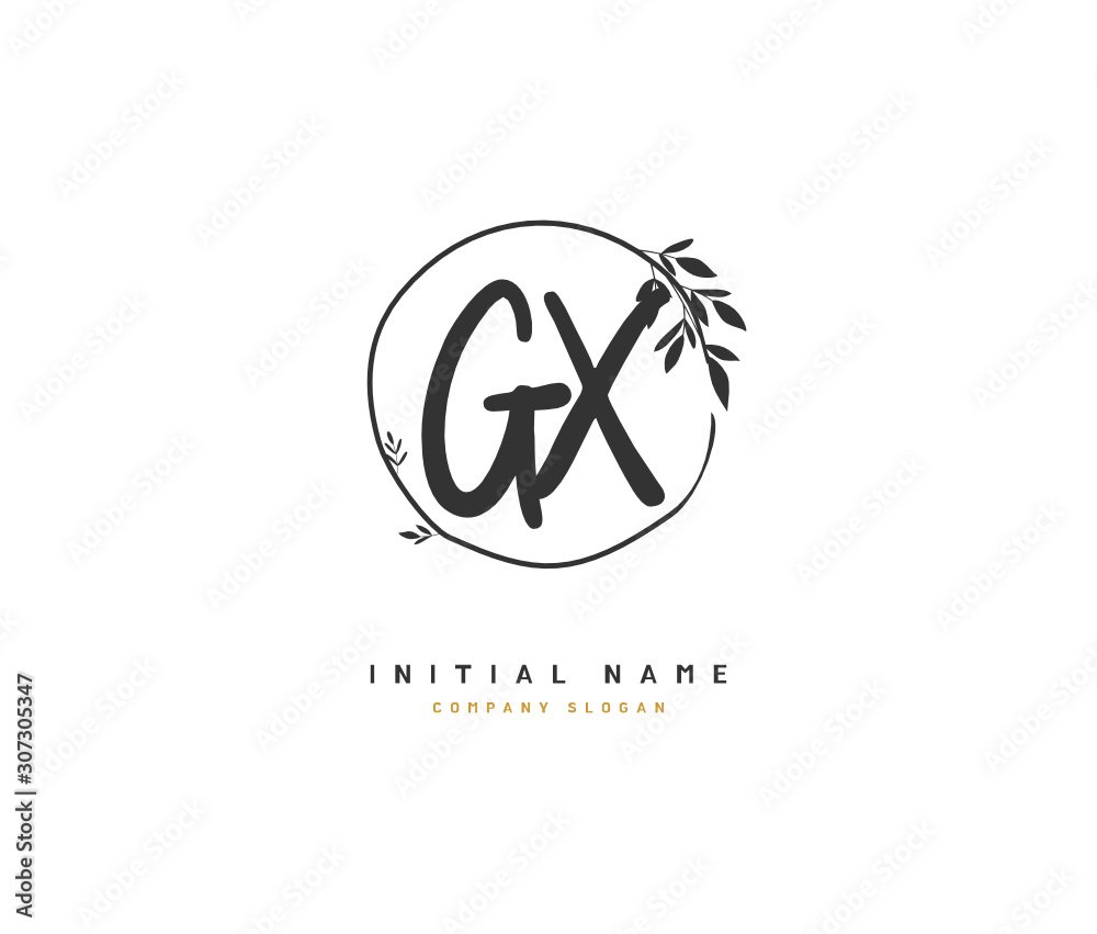 G X GX Beauty vector initial logo, handwriting logo of initial signature, wedding, fashion, jewerly, boutique, floral and botanical with creative template for any company or business.