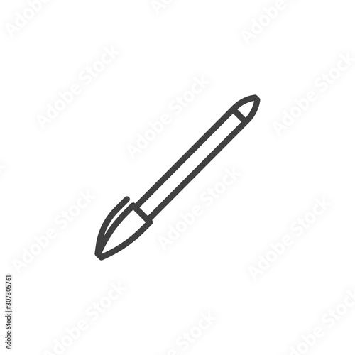 Pen with cap line icon. linear style sign for mobile concept and web design. Ball pen outline vector icon. Symbol, logo illustration. Vector graphics