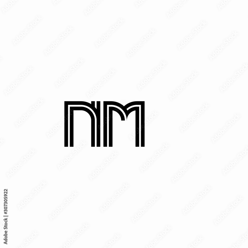 Initial outline letter NM style template Initial outline letter NM style template