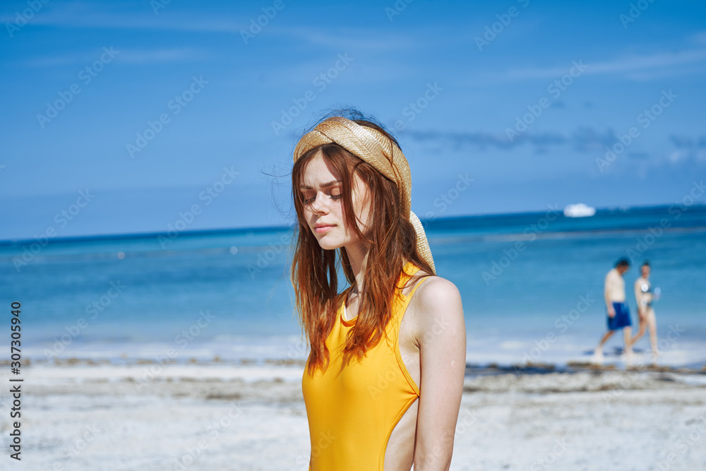 beautiful woman swimsuit tropics beach
