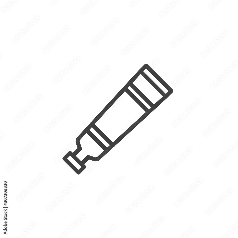 Paint tube line icon. linear style sign for mobile concept and web design. Art paint tube outline vector icon. Symbol, logo illustration. Vector graphics Paint tube line icon. linear style sign for mobile concept and web design. Art paint tube outline vector icon. Symbol, logo illustration. Vector graphics