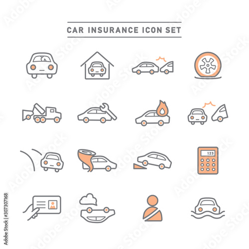 CAR INSURANCE ICON SET