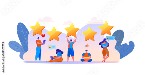 Vector customer feedback prople rating with stars