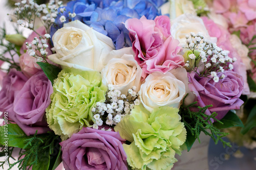 The arrangement of bunch of decorative flowers