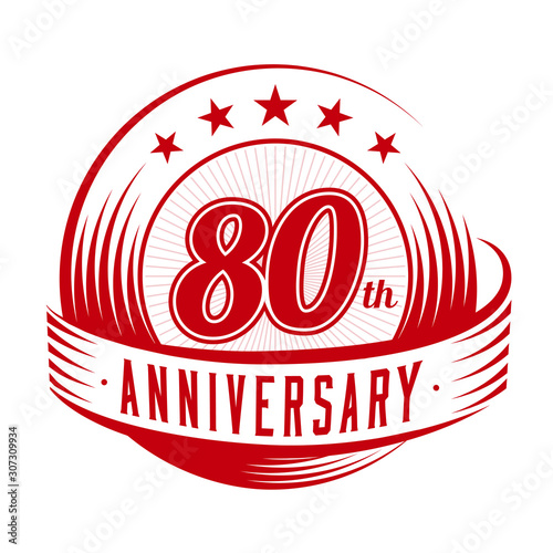 80 years anniversary design template. 80th logo. Vector and illustration.