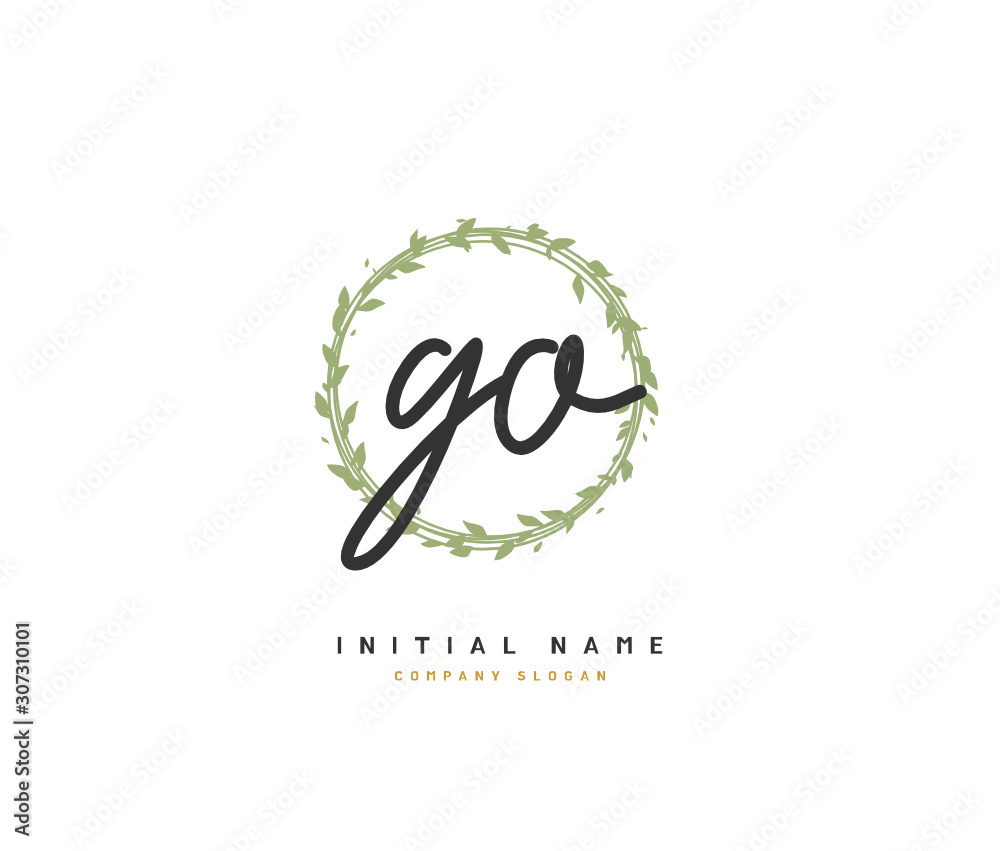 G O GO Beauty vector initial logo, handwriting logo of initial signature, wedding, fashion, jewerly, boutique, floral and botanical with creative template for any company or business.
