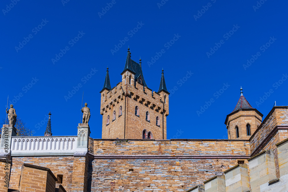 Germany Hohenzollern Castle is a hilltop castle located on the  Mount Hohenzollern.  The castle is a structure composed of four primary Parts; fortress, palace,chapels and gardens.