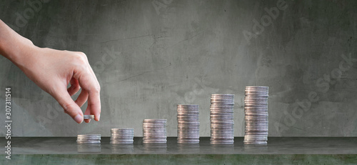 Growing crops in saving coins - investment concepts and interests Business growth