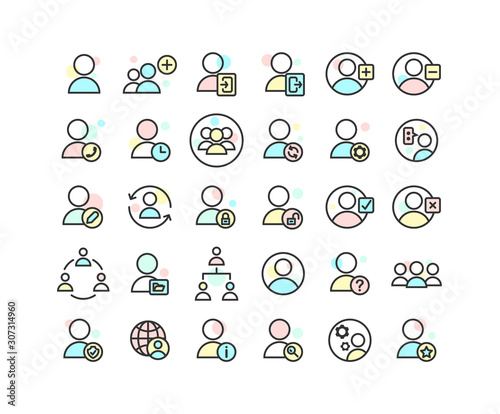Users filled outline icon set. Vector and Illustration.