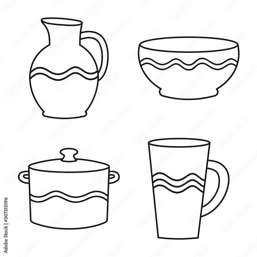 Vector design of ware and tableware symbol. Set of ware and clayware vector icon for stock. Vector design of ware and tableware symbol. Set of ware and clayware vector icon for stock.