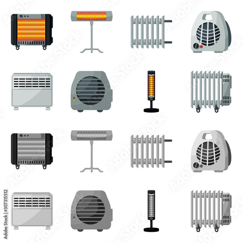 Vector illustration of household and appliances logo. Set of household and appliance stock vector illustration.