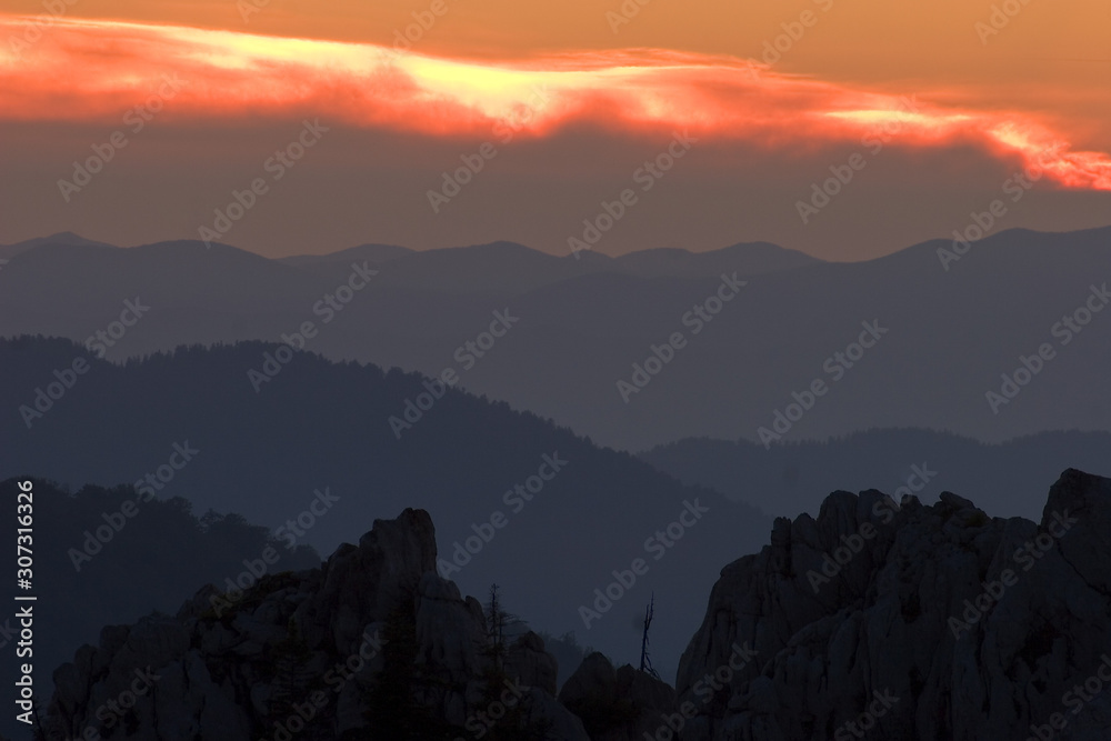Twilight on the Bijele stijene mountains in Croatia Twilight on the Bijele stijene mountains in Croatia