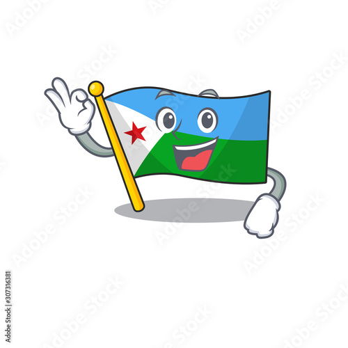Sweet Flag djibouti cartoon character making an Okay gesture