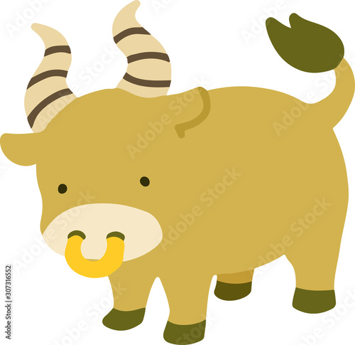 Flat colored Pastel Bull