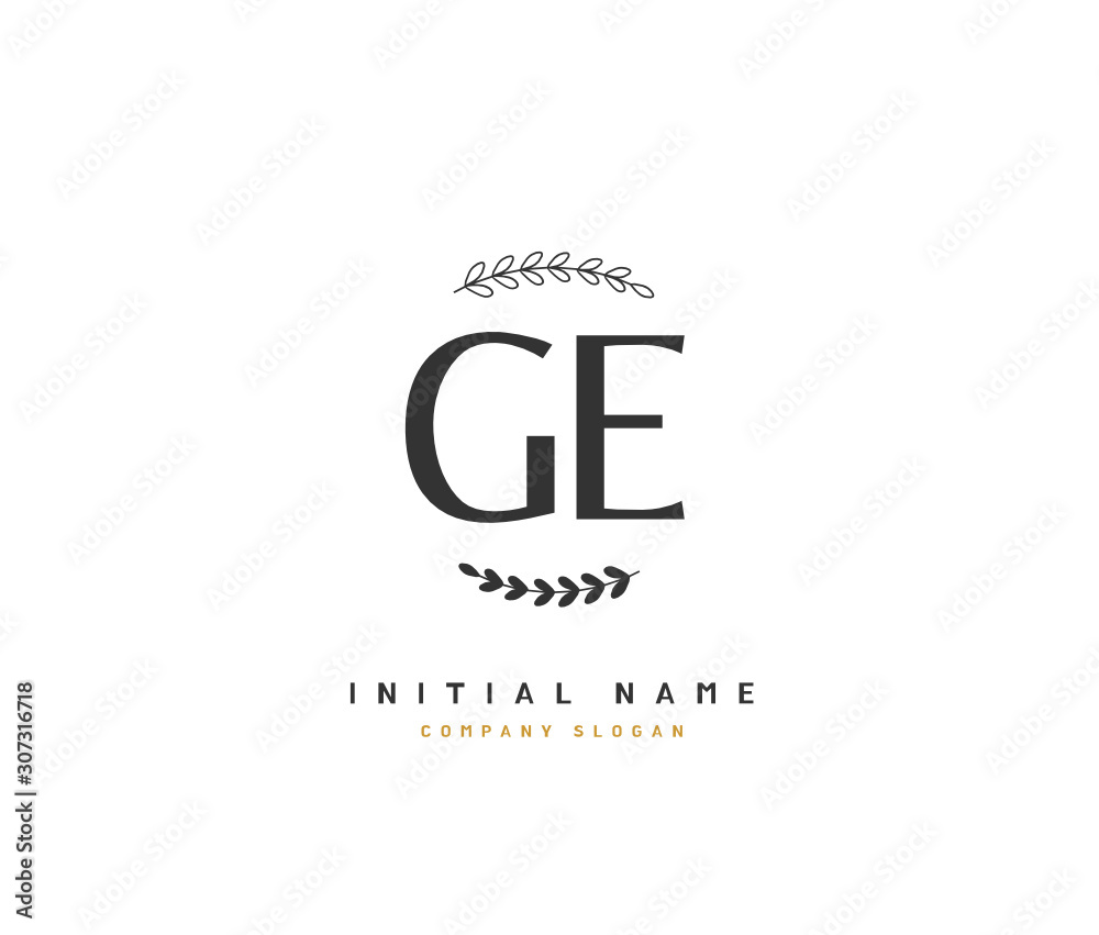 G E GE Beauty vector initial logo, handwriting logo of initial signature, wedding, fashion, jewerly, boutique, floral and botanical with creative template for any company or business. G E GE Beauty vector initial logo, handwriting logo of initial signature, wedding, fashion, jewerly, boutique, floral and botanical with creative template for any company or business.