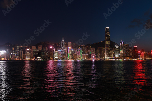 Night Hong Kong view from the Victoria Harbour photo