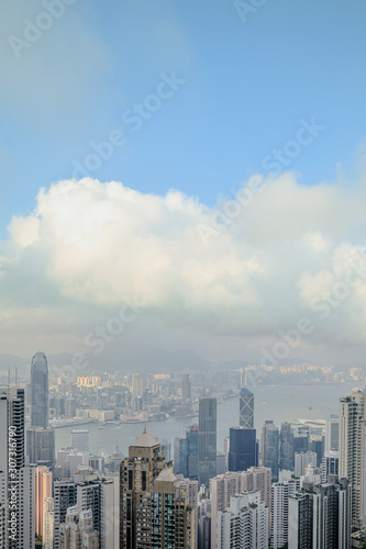 View on the Hong Kong city from the Victoria peak hill