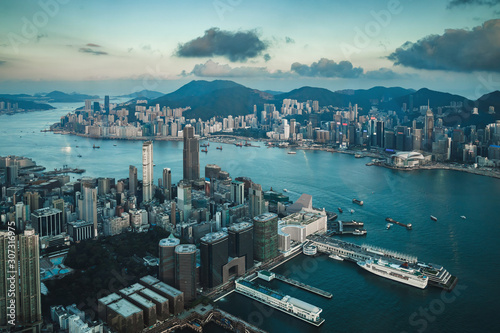 Aerial view  of the Hong Kong city © blackday