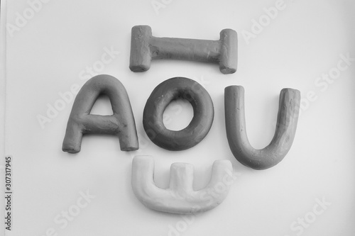 vowels in black and white