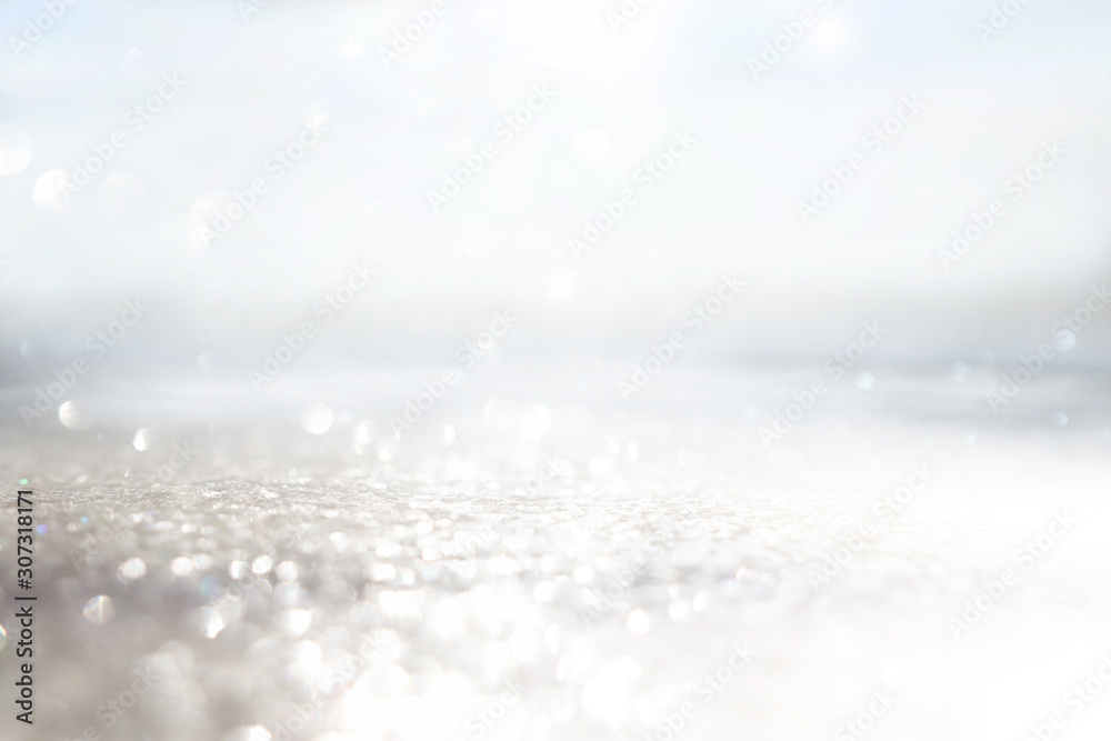 Obraz premium abstract background of glitter vintage lights . silver, gold and white. de-focused