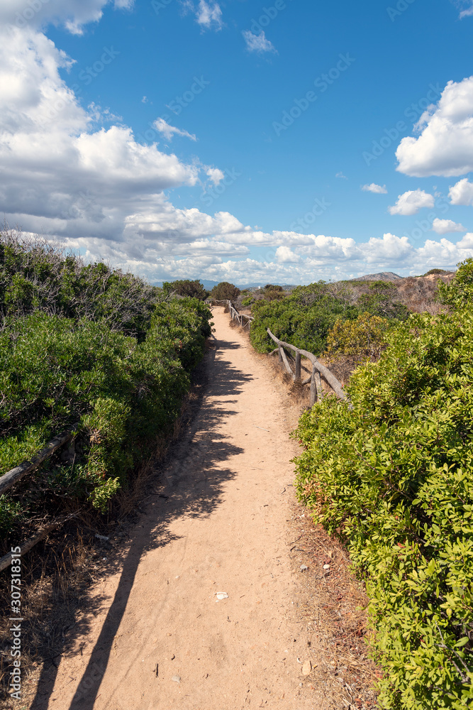 Path on Tavolara island next to Sardinia coast, Italy.