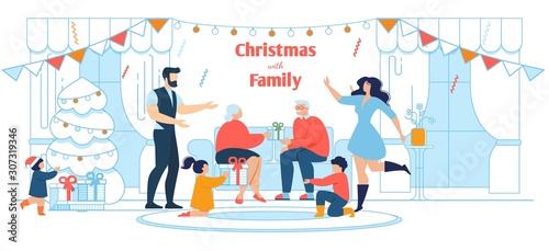 All In The Family Xmas Celebration Flat Poster