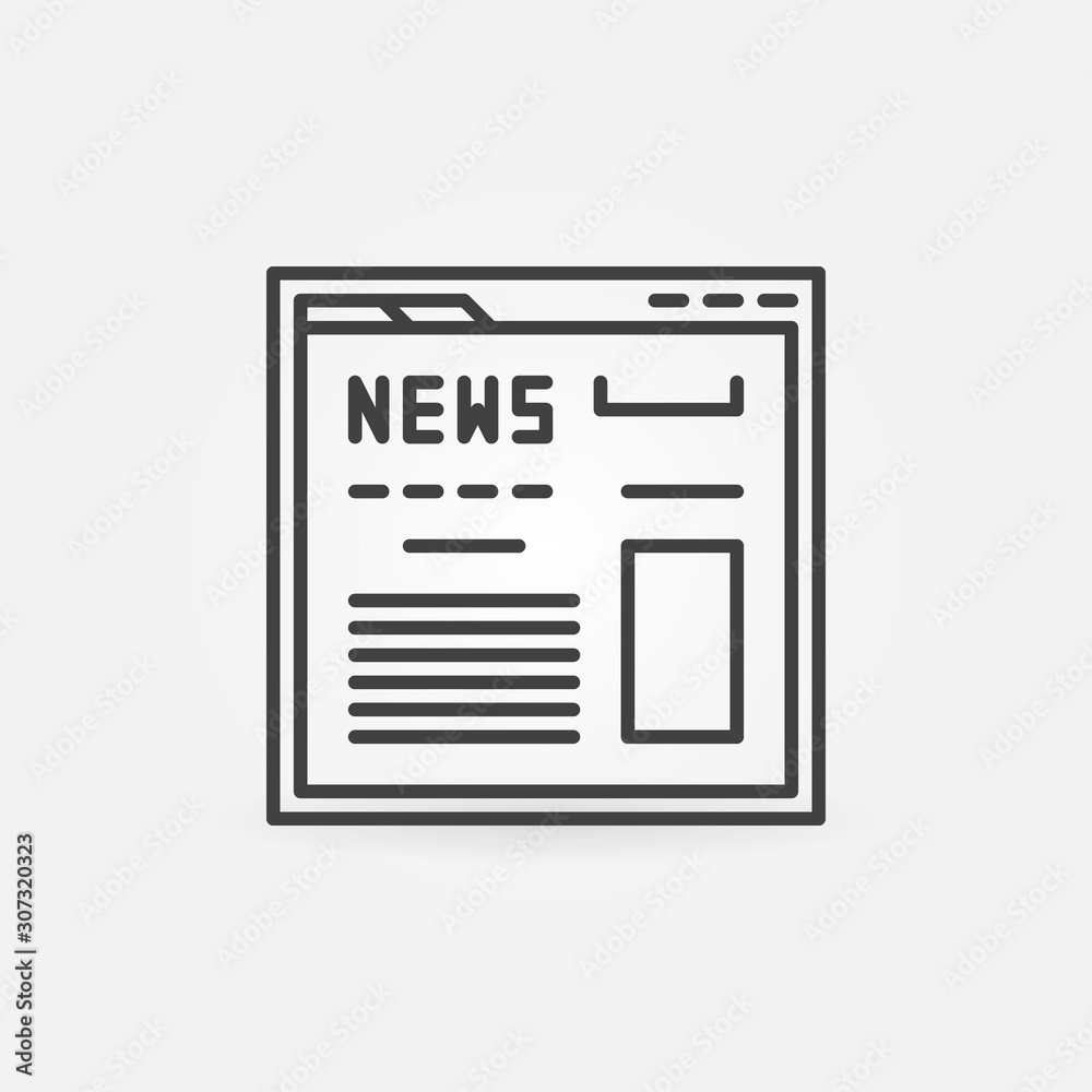 News Web Page vector concept icon or design element in thin line style