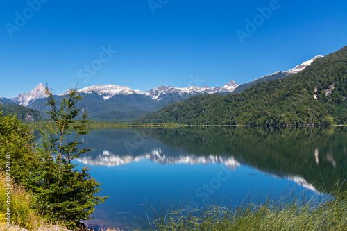 Los Torres lake and mountains beautiful landscape  Patagonia  Chile  South America