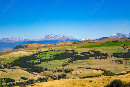 Landscape of Coyhaique valley with beautiful mountains view, Patagonia, Chile, South America photo