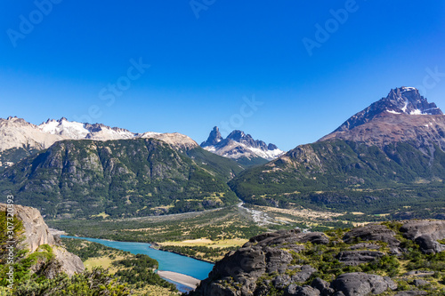 Landscape of Coyhaique valley with beautiful mountains view, Patagonia, Chile, South America photo